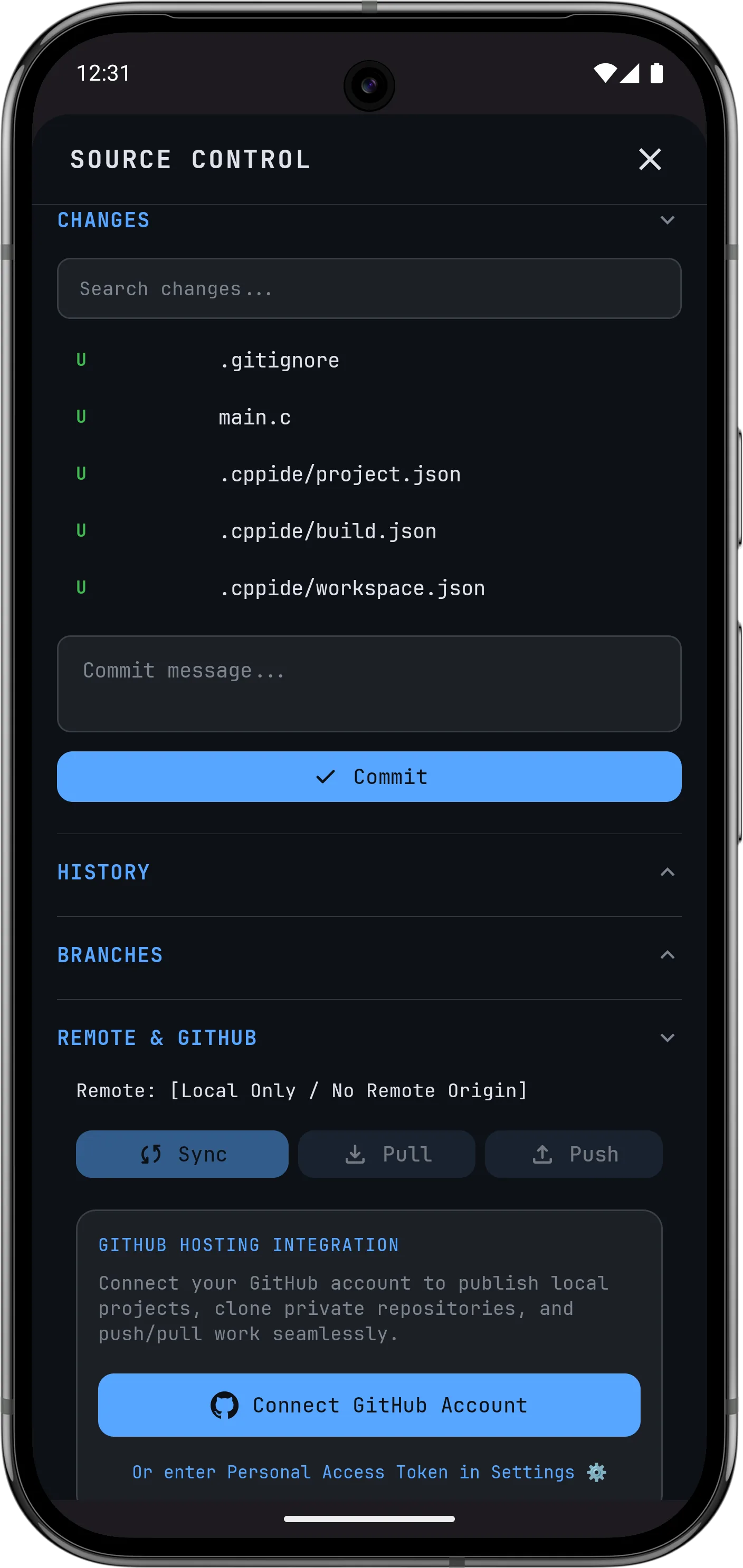 CPPIDE Git Manager Screenshot
