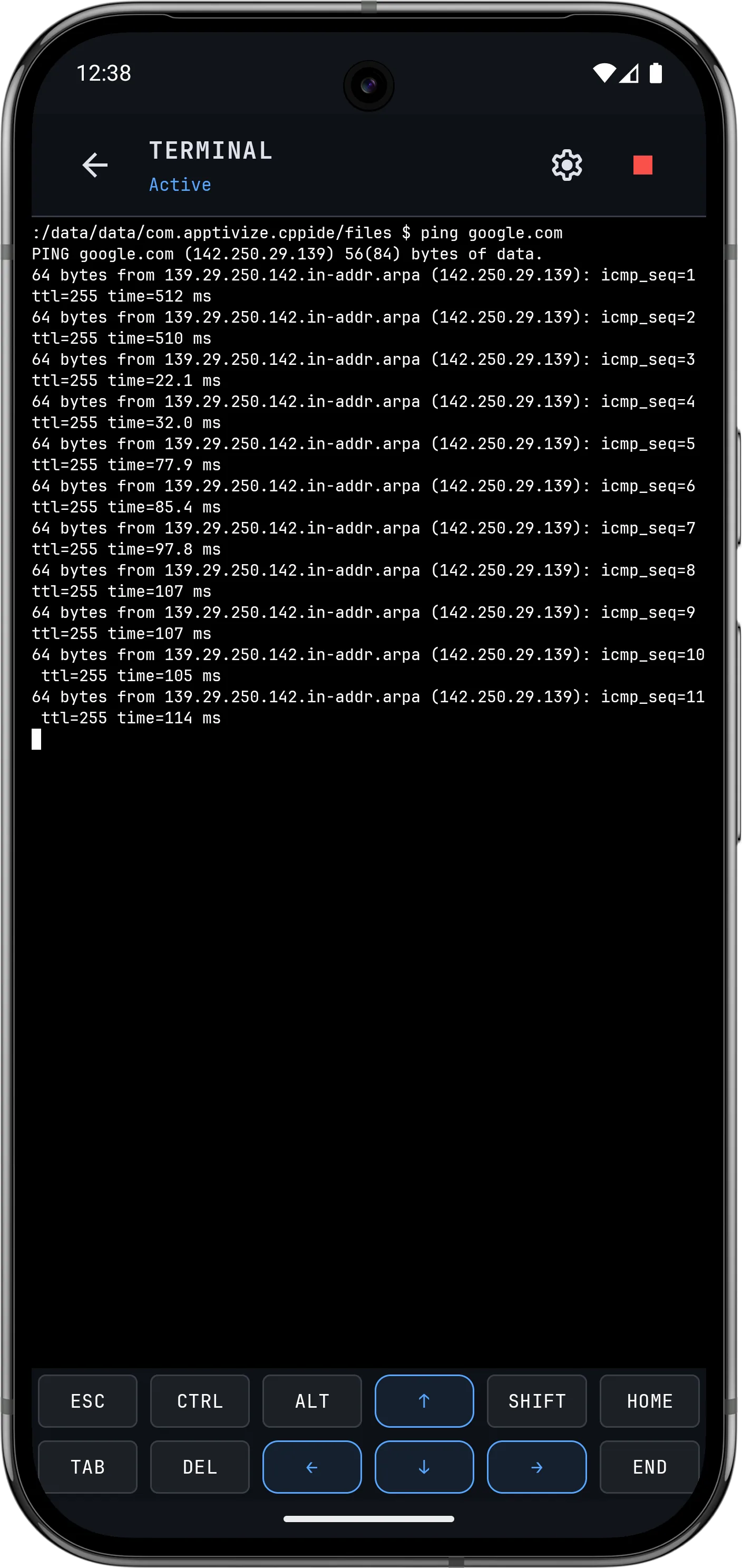 CPPIDE Linux Terminal Screenshot
